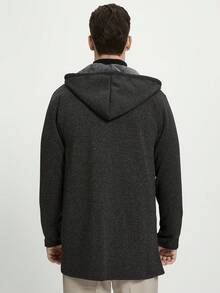 Manfinity CityGents Men's Mid-Length Hooded Knit Cardigan With Thermal Lining, Fall/Winter