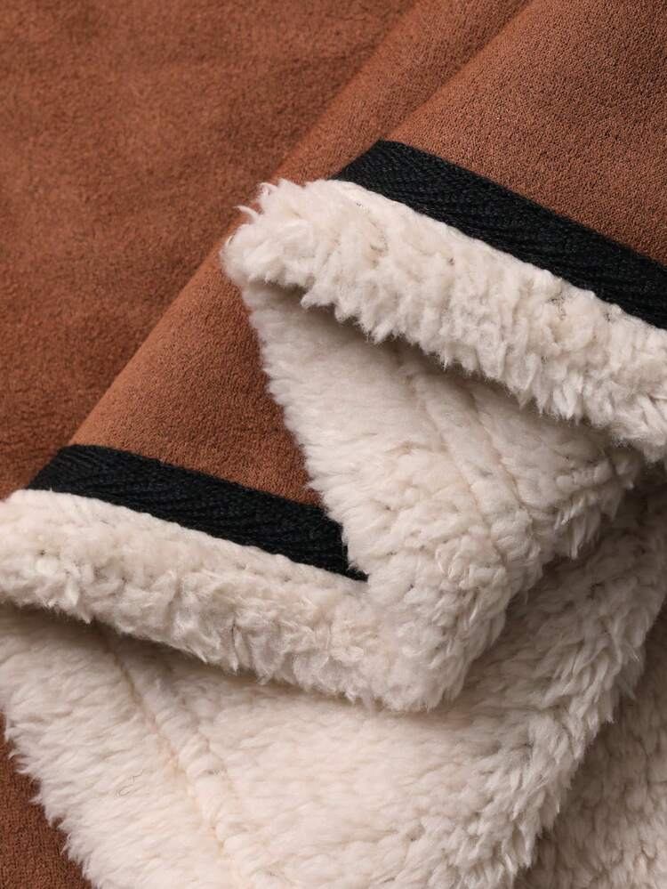 2pcs/Set Women Thickened Fleece Crew Neck Sleeveless Vest Jacket And Straight Long Skirt Casual Street Autumn/Winter Outfit