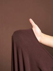 Veslaya 夏初秋新款，适合生日派对、毕业季、日常出行、百搭休闲度假、邮轮旅行、海滩日光浴等场合，网络热销，休闲优雅，通勤派对皆宜。圆领长袖，喇叭袖口，腰部系带设计，修身超长连衣裙，棕色女士加大码长裙 - 棕色 - 查看 6