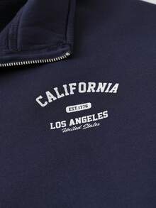 少女落肩拉链半开襟卫衣