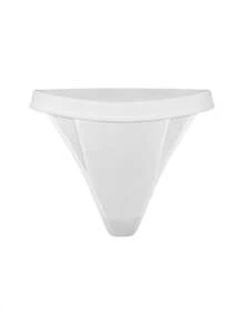 SHAPORA Women's Solid Color Mesh Splice Crotch Sexy Thong Panties - White - View 5