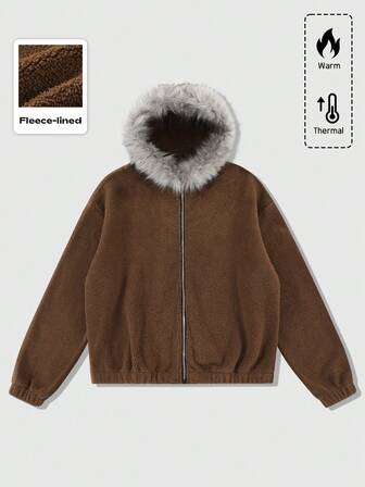 Street Life Giacca con cappuccio e chiusura lampo con colletto in pelliccia, adatta per l'uso quotidiano in autunno/inverno