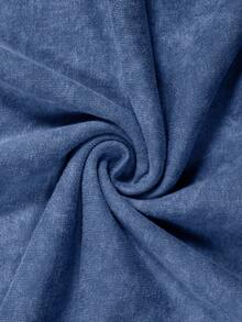 ROMWE MEN Áo nỉ có mũ trùm đầu in họa tiết Gothic tay dài cổ khóa kéo dây rút cho nam, mùa thu - Màu xanh lam - Xem 3