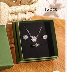 1/5/6/12/24个简约高端珠宝包装盒，适用于耳环、戒指、项链和吊坠，是节日礼品包装、珠宝店和收纳的理想之选。 - 綠色 - 查看 10