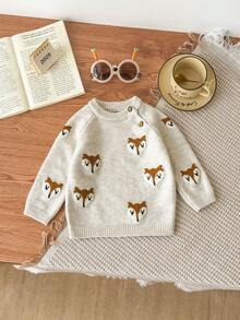 LMoss Kids 男婴休闲圆领可爱动物图案毛衣