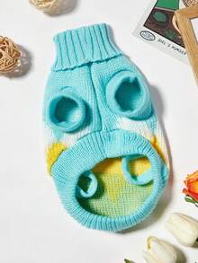 PETSIN 1 pièce Chandail mignon pour animal de compagnie à carreaux bleus, vêtements pour animaux de compagnie épais et chauds pour l'automne et l'hiver