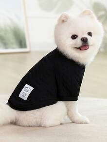 PETSIN 1 Pc Black Pet Knitted Sweatshirt For Autumn And Winter, Dry And Warm Pet Clothes