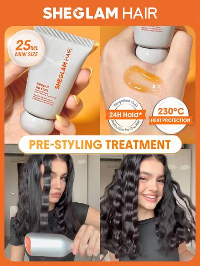 SHEGLAM HAIR Keep It Up Curl Protect & Hold 2-In-1 Styling Treatment,Styling Cream,Soft Hold Lotion,Prep Shiny Blowouts,Defines Curls,Eliminates Frizz,Leave In Conditioner And Heat Protectant,Heat Protection Up To 450°F/230°C,Clump-Free & Frizz-Free,Level-Up Your Hair Game,Lightweight Textures,Quick Absorption,Rose Doux For Hair Styling Graduation Birthday Gift Holiday Winter Pink Vibe Makeup Party Beach Travel Camping School Campus Festivals Rose Present Girl Charm Best Valentine's Day Women's Day Love Yourself