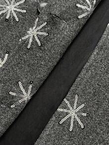 SHEIN Unity 1pc Women's Casual, Commuter, Party Sequin Embroidered Tweed Jacket, Suitable For Daily Wear, Commute, Leisure, Winter - Dark Grey - View 8