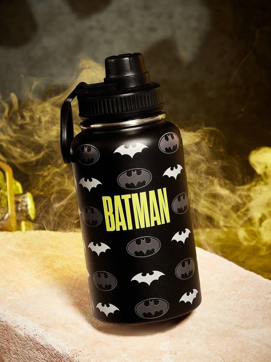 BATMAN X SHEIN 24 Onzas de acero inoxidable, con asa para un fácil transporte, adecuado para gimnasios y viajes - Negro - Ver 1