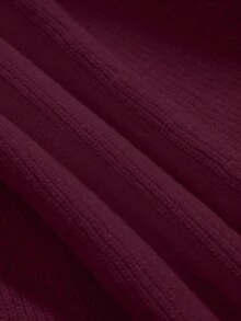 Franclia 女士时尚长袖套头针织连衣裙，百搭优雅，适合春秋季节 - 酒紅色 - 查看 4