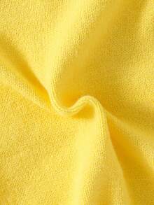 SHEIN Newborn Baby Girl Cute Heart Pattern Pink Long Sleeve Knitted Romper, Autumn/Winter - Yellow - View 6