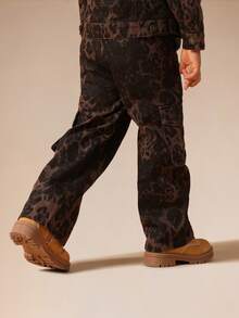 SUMWON Boys Leopard Print Cargo Pants With Cargo Pockets Casual Streetwear Bottoms - Coffee Brown - View 2