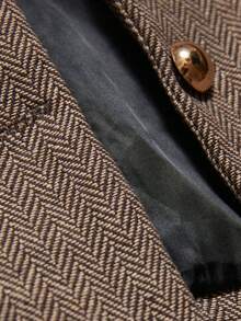 Zanirela 女士人字纹时尚通勤奢华单排扣夹克和优雅 A 字裙套装 - 彩色 - 查看 6