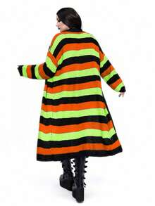 Whyspr New Versatile Casual Multi-Color Loose Fit Long Sleeve Long Cardigan Sweater - Multicolor - View 2