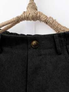 EMERY ROSE Women's Casual Solid Color Corduroy Pants, Versatile For Autumn - Black - View 3