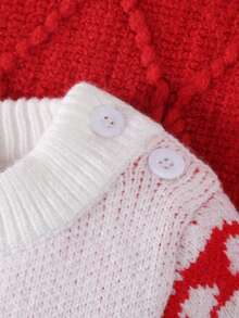 SHEIN Baby Mädchen/Jungen Weihnachts-Strickpullover, Langarm-Bodysuit, bequem für Herbst/Winter, süßes Zuckerstangen-Muster, geeignet für Feiertage, Weihnachten, Reisen, Partys - Verschiedenfarbig - Übersicht 7