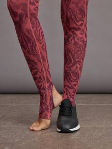 Activina 全印花高腰紧身运动紧身裤 - 酒紅色 - 查看 5