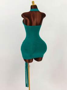 Amplova Elegantes blau-grünes Partykleid mit Neckholder und Taillendesign für Damen - Verschiedenfarbig - Übersicht 10