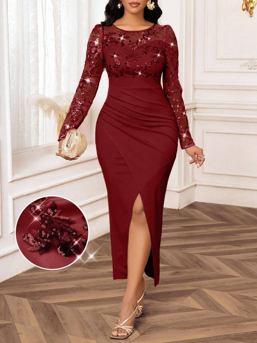 SHEIN Lady Váy tốt nghiệp Váy tốt nghiệp cho nữ Váy tốt nghiệp màu trắng Trang phục tốt nghiệp Trang phục ngày lễ Váy dự tiệc cưới cho nữ Váy sinh nhật cho nữ Công sở thường ngày Lễ hội - Màu Đỏ Sâu - Xem 1