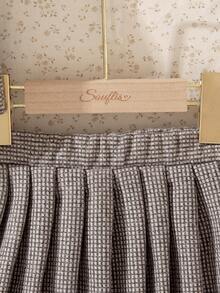 Souflis Souflis 两件套女婴优雅格子上衣搭配经典百褶裙套装，适合上学、外出和休闲场合，2025秋冬季法式风格 - 棕色 - 查看 6