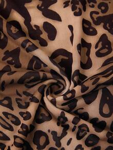 Ellevyn Women's Elegant Mesh Floral Print Long Tassel Fitted Leopard Print Dress , Old Money Outfits Women  Going Out Tops Women All Clothes For Women  Leopard Dress High-Elastic Mesh Dress   Brown Dress For Women  Formal Dress For Women Elegant Dresses For Women,Fall Dresses For Women - Khaki - View 5