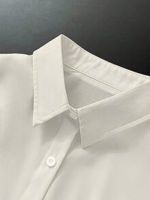 Resyla 大码女式纯色长袖单排扣休闲衬衫