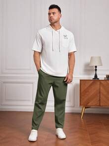 EASEVO Plus Size Men's Solid Color Pocket Tapered Casual Pants - Army Green - View 5