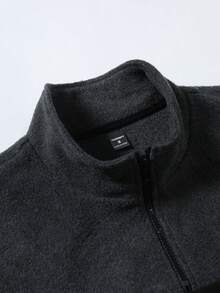 PAVTROS 男士舒适刺绣套头卫衣，短款拉链卫衣，男士街头风半拉链卫衣，长袖上衣 - 米色 - 查看 5