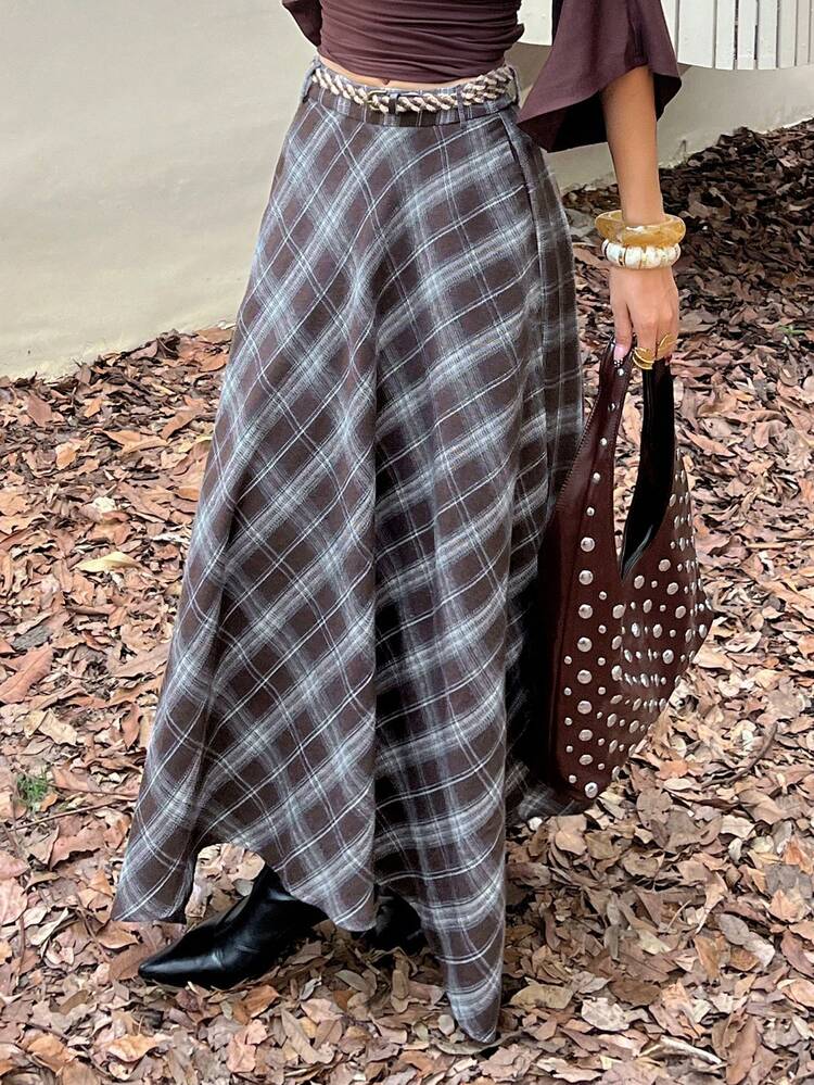 Tall Women's Plaid Skirt, Casual Street Style Summer