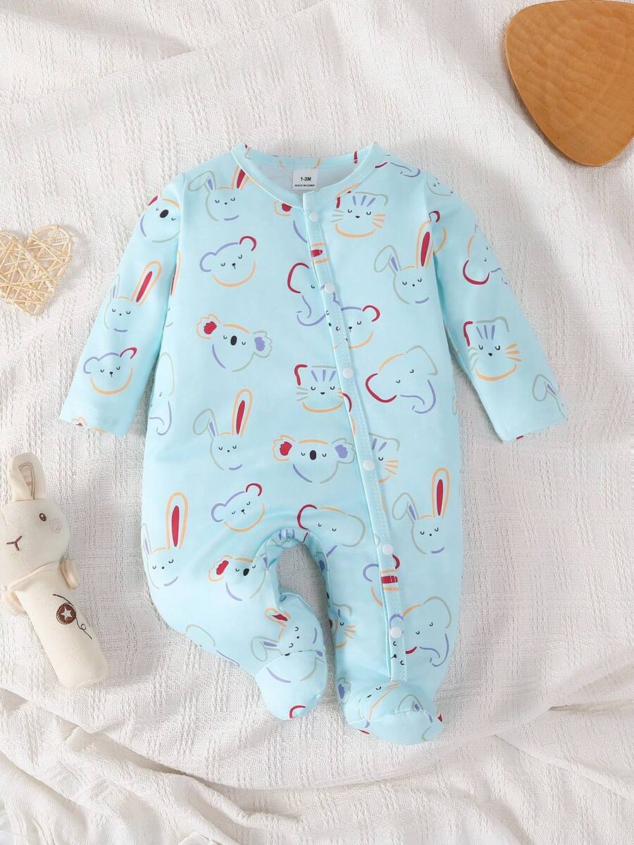 女婴甜美可爱绿色长袖连体睡衣 - 綠色 - 查看 1