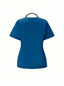 TaskEZ Scrubs Set: V-Neck Short Sleeve Top & Pants Scrub Uniform For Healthcare Workers - Blue - View 4