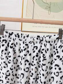 Ensemble de pyjama pour adolescentes comprenant un sweat-shirt en peluche rose avec panda brodé et un pantalon en peluche léopard épais et confortable à manches longues - Rose bonbon - Voir 6