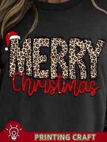 EMERY ROSE sweat-shirt oversize à col rond imprimé de Noël pour femmes