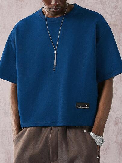 STYNVO 男士休闲纯色短款T恤，夏季