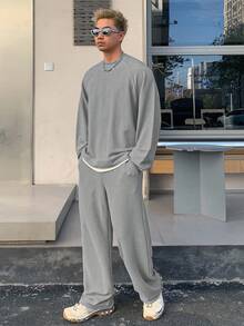 DAZY 2pcs Men's 2 In 1 T-Shirt And Straight Leg Pants Set - Grey - View 4