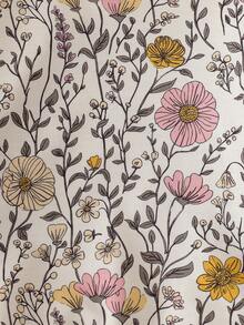 SHEIN Genkimix Kids 2pcs/Set Young Girls Floral Print Ruffle Sleeve Crew Neck Sweatshirt And Flared Pants Set, Spring/Autumn - Apricot - View 6