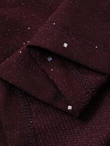 DAZY Set elegant de 2 piese pentru femei, cu tricou și fustă asimetrice cu paiete, toamnă - Violet - Vizualizare 9