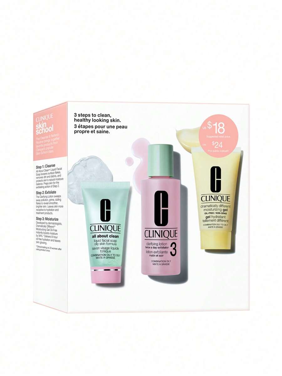 Clinique 3 Step Skincare Kit For Oily Combination Skin - Multicolor - View 1
