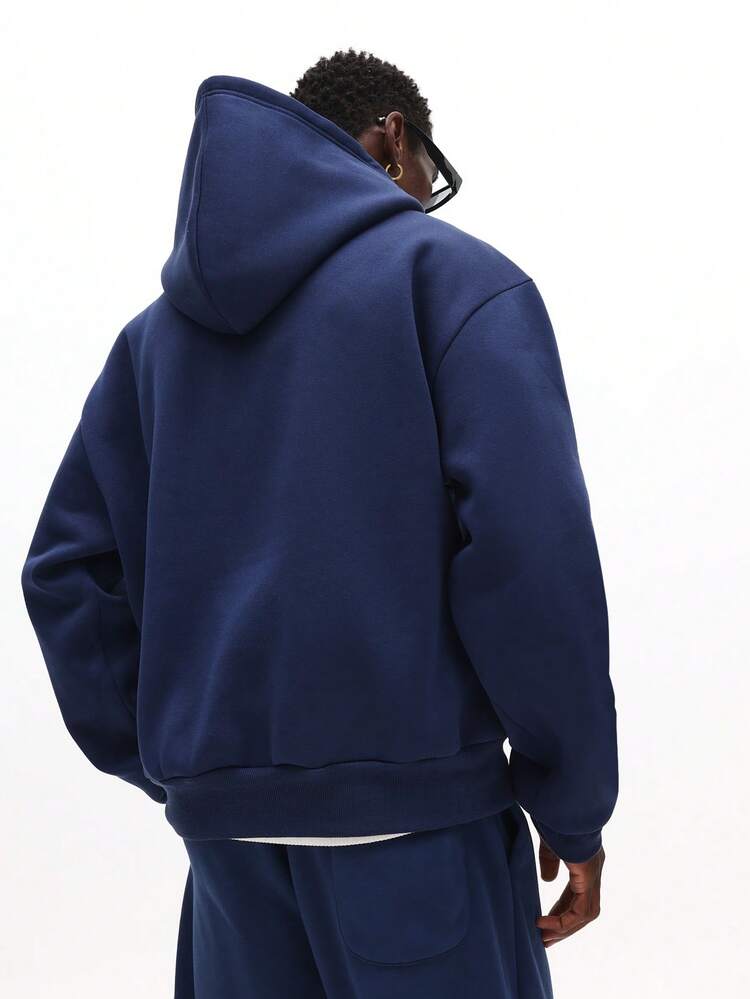 Boxy Quarter Zip Hoodie With Drawstring