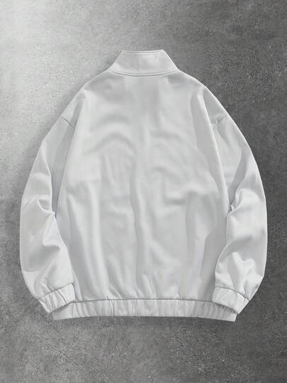 Street Life Chaqueta casual de moda de otoño para hombres con estampado de cruz, contraste de color y cuello alto con cremallera