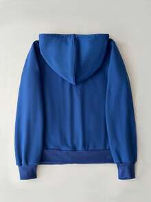 INAWLY New Letter Embroidery Casual College Style Fashion Comfortable Women Jacket Sweatshirt - Blue - View 2