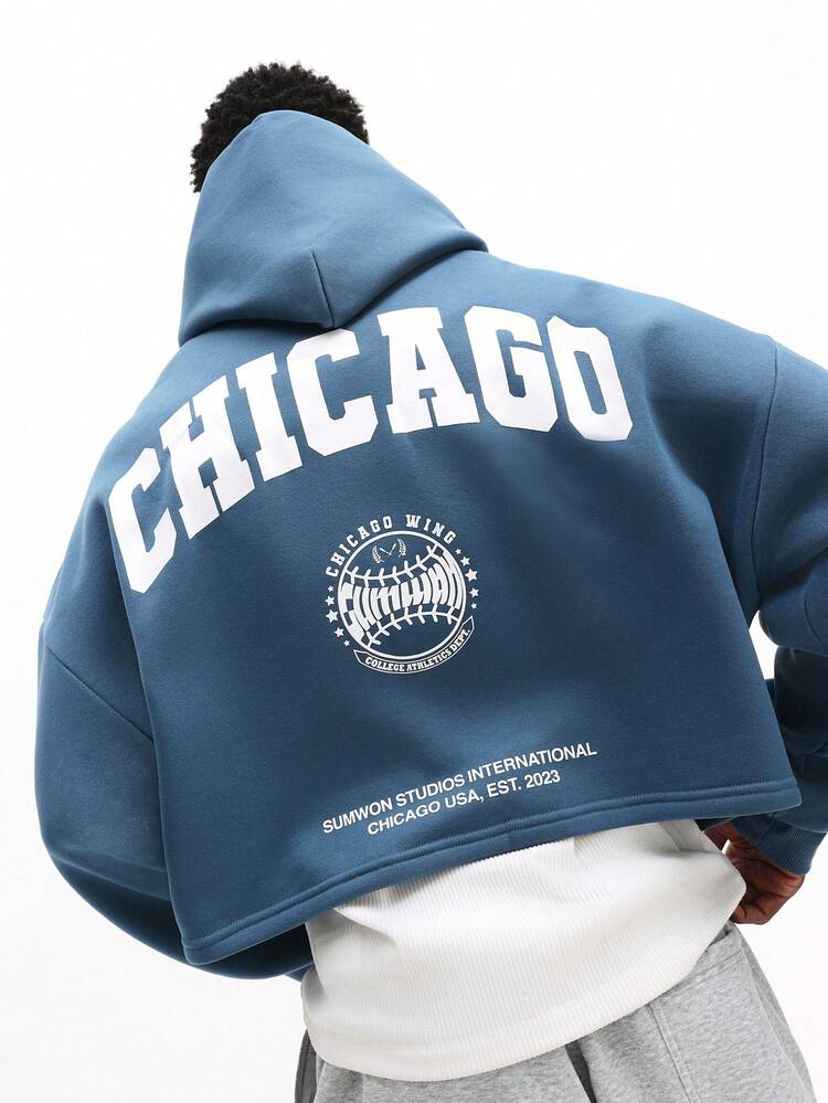 Moletom com capuz e estampa Chicago