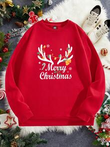 Manfinity RelaxMax 男士标准尺码宽松落肩圆领套头卫衣，圣诞卫衣，适合家庭聚会、男友礼物、亲子圣诞睡衣套装，长袖上衣