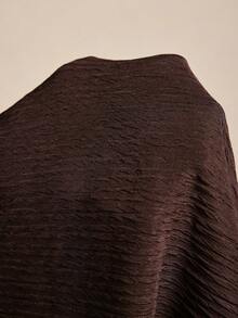 Elaquor Plus Size Solid Color Turtleneck Fitted Elegant Long Sleeve T-Shirt Brown - Coffee Brown - View 6