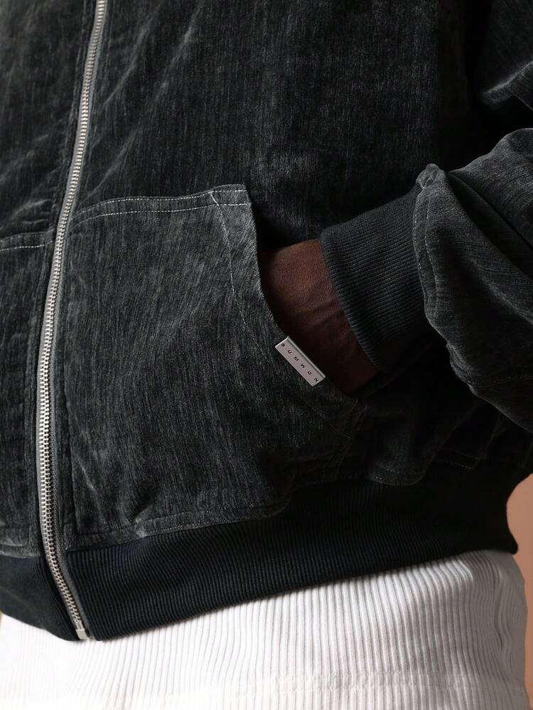 Cropped Zip Up Hoodie With Contrast Stitching