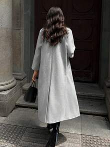 SHEIN Unity 休闲翻领长款大衣 - 淺灰色 - 查看 2