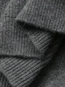 Livesso 女士宽松商务休闲针织毛衣和直筒裤两件套，秋冬 - 灰色 - 查看 3