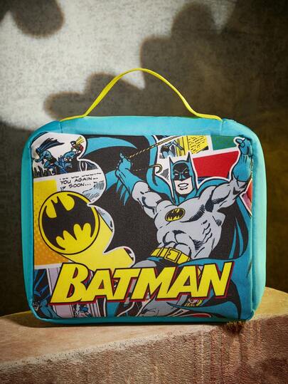 BATMAN X SHEIN 1个卡通人物印花保温午餐包，两种便携方式，可保温或保冷，野餐包，大容量，可装午餐盒、饮料或水果，适合野餐、露营、旅行、家庭使用，适合家庭和学生使用。