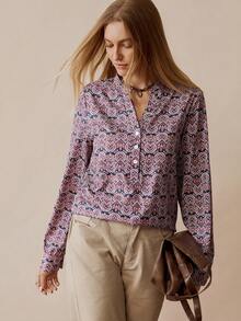 Florisole Women's Loose Fit Printed Long Sleeve Casual Shirt, Autumn/Winter - Multicolor - View 6